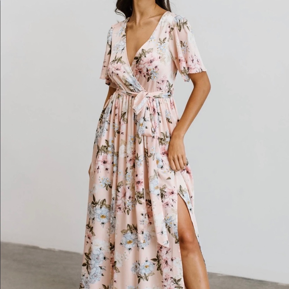 NWT! Baltic Born Pink Silk Wrap Maxi Dress